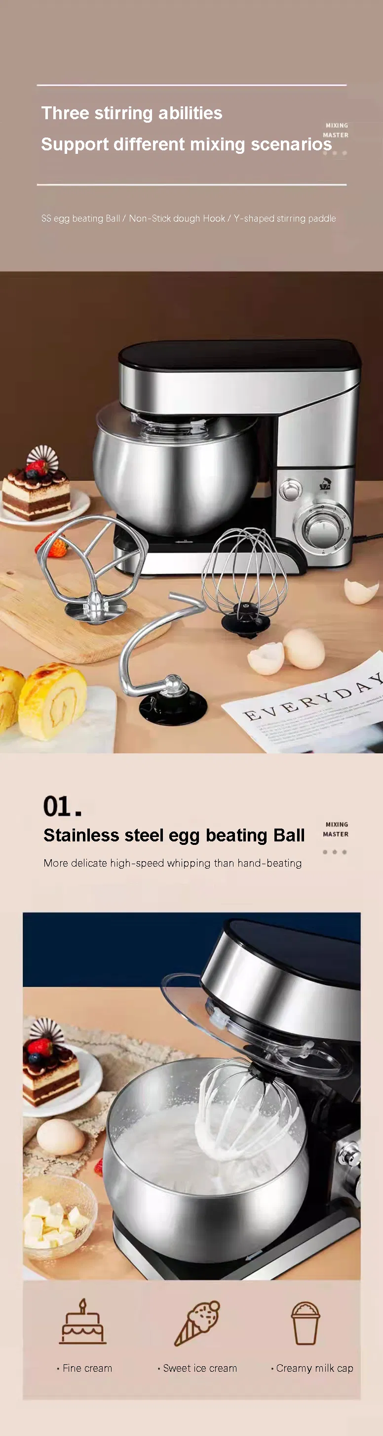 Bakery Equipment Household Dough Food Cream Stand Mixer Planetary Egg Cake Mixer for Kitchen