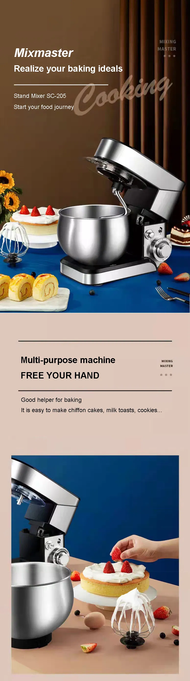 Bakery Equipment Household Dough Food Cream Stand Mixer Planetary Egg Cake Mixer for Kitchen