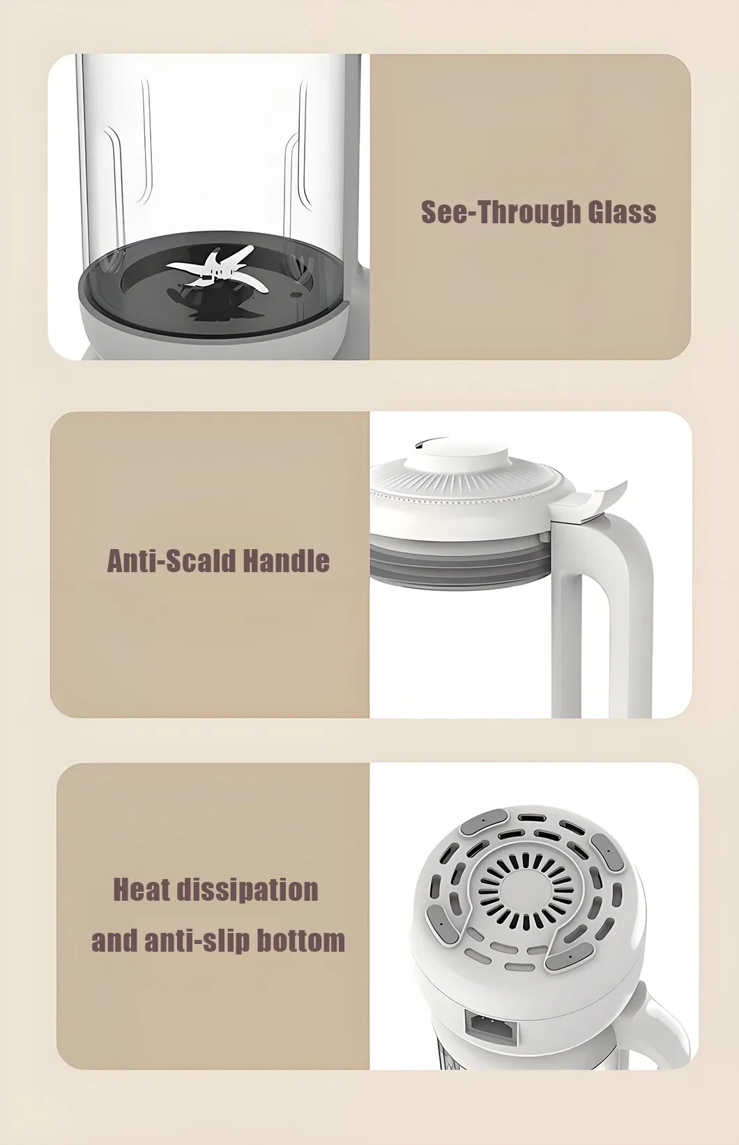 Sleek White Design 1L Compact Blender for Small Family Use