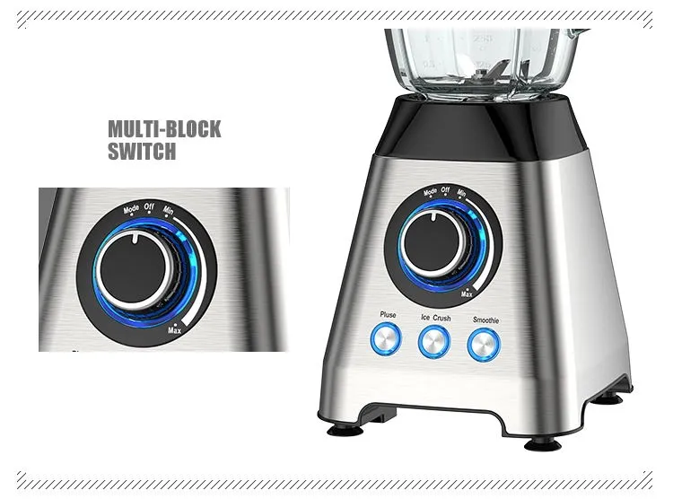 High Speed Mixer Stainless Steel Heavy Duty Commercial Electric Fruit Mixeur Ice Smoothie Fresh Juicer Food Blender