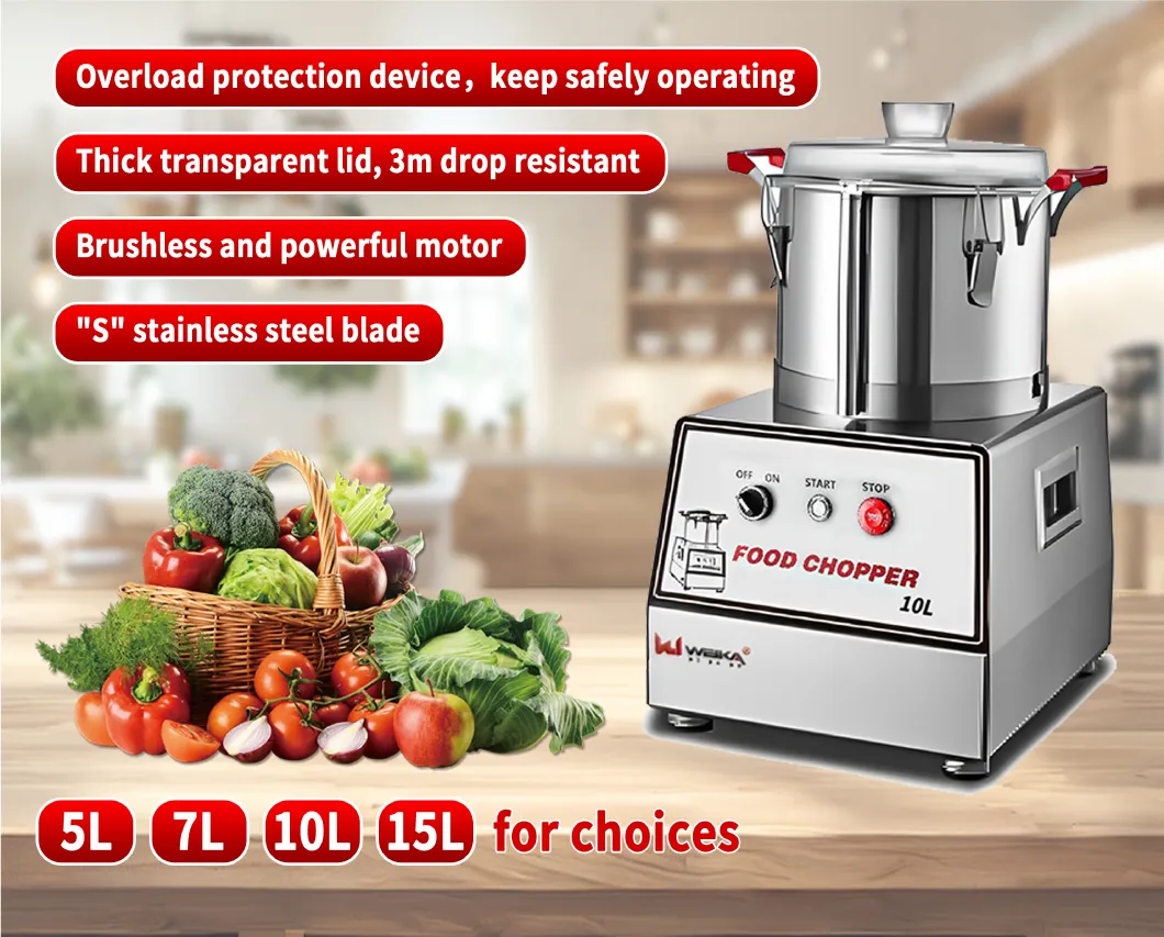 Powerful 10L Stainless Steel Food Processor Chopper 1100W Multifunctional