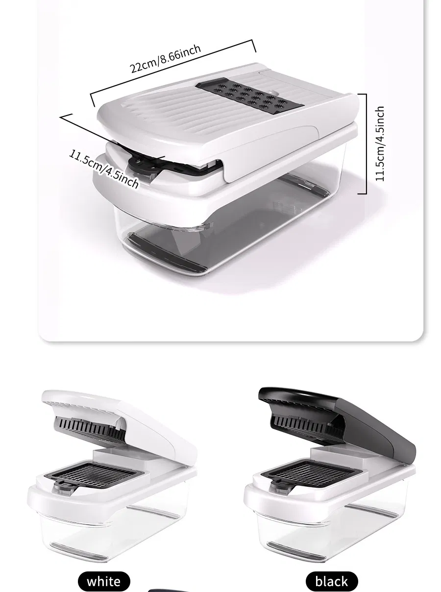 Ds-5222WH Vegetable Chopper - Spiralizer Vegetable Slicer - Onion Chopper with Container - PRO Food Chopper - Slicer Dicer Cutter - (15 in 1, White)