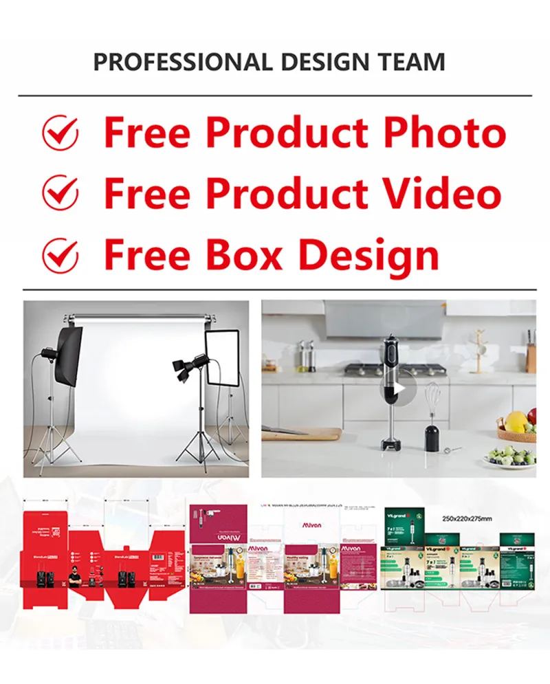 Household Stainless Steel Electric Handheld Stick Blenders Immersion Mixer Blender Set