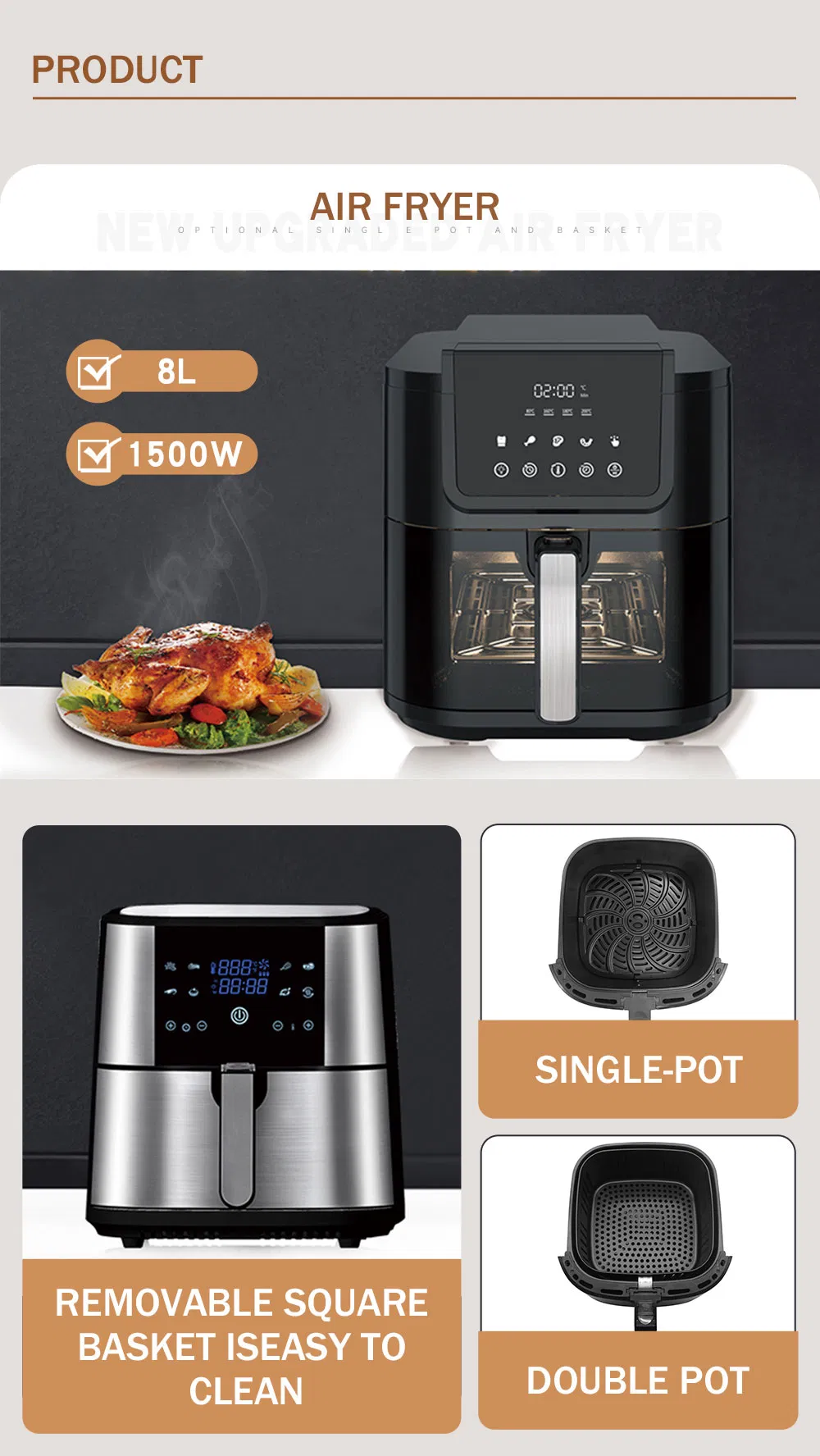 Industrial Strength Blender 1000W - 30+Mins Continuous Use, Tamper Included, ABS Base, 5kg Weight (CE/GS Certified)