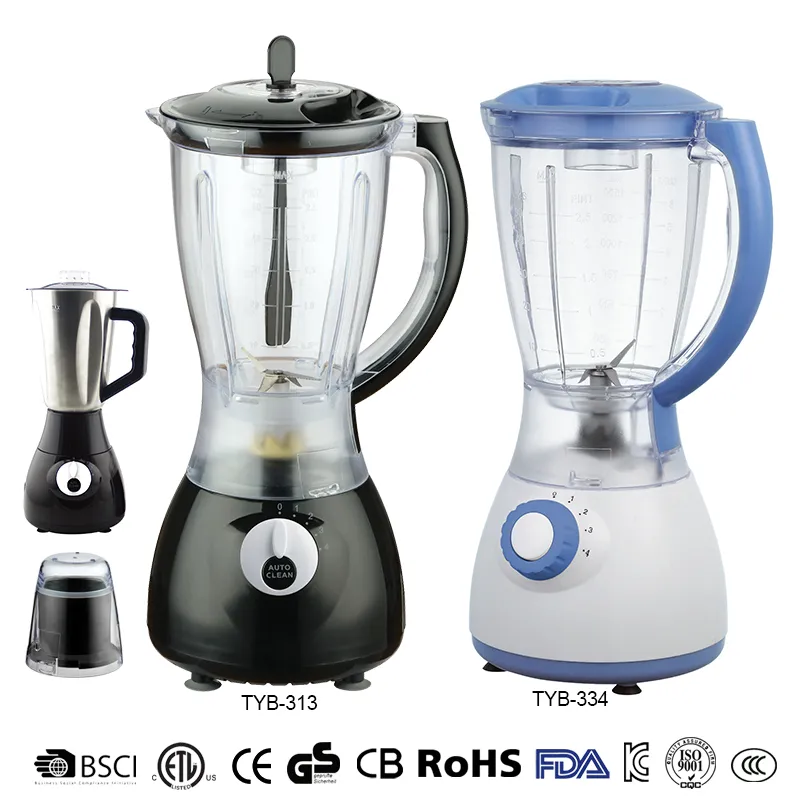 Kitchen Appliances 1.5L Plastic and Glass Jar Food Processor Ice Crusher Blender Smoothie Juicer Blender