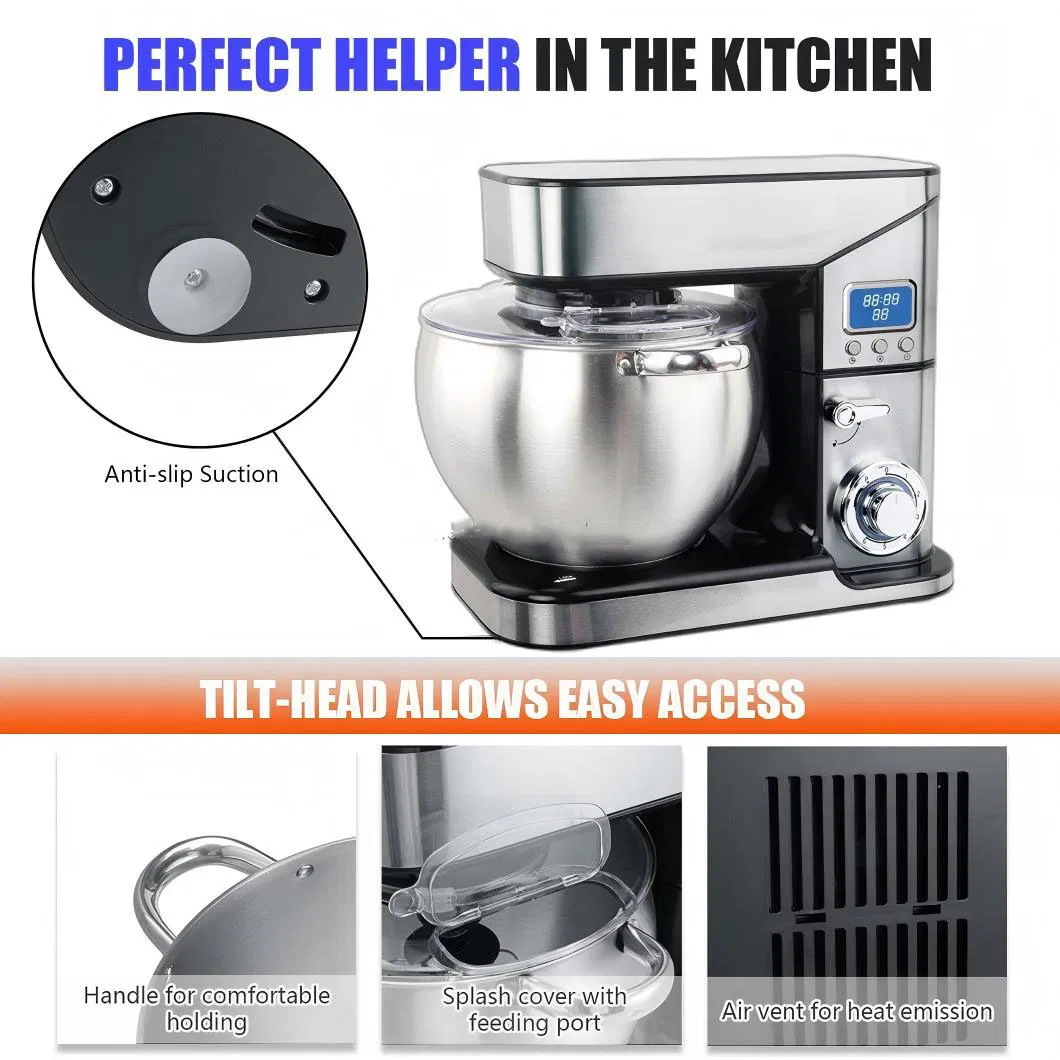 2000W Stand Egg Mixer with LED Display and 10L Stainless Steel Bowl