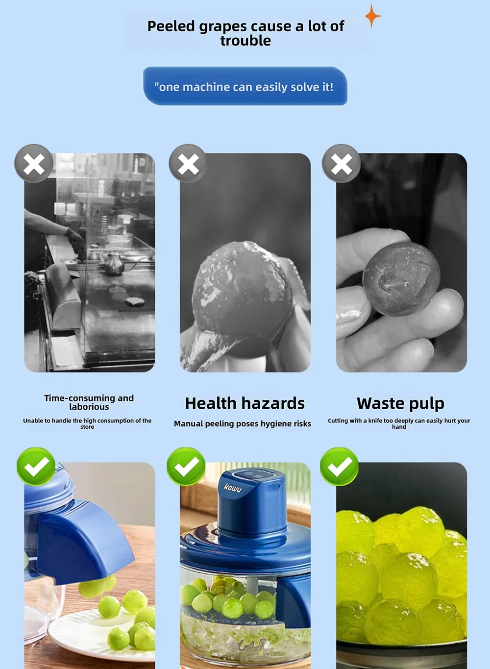 New Electric Grape Peeler Automatic Peeling Machine Smart Kitchen Tool for Fruits