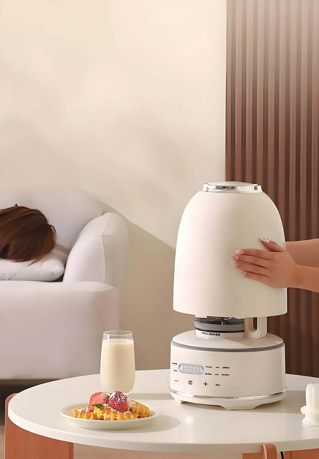 1.5L Eggshell-White Quiet Blender with Soundproof Cover