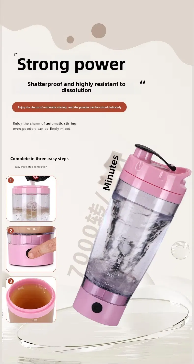 Portable Sport Gym USB Rechargeable Auto Mixing Coffee Smoothie Cup Blender Protein Shaker Mixer Tumbler 600ml Water Bottle
