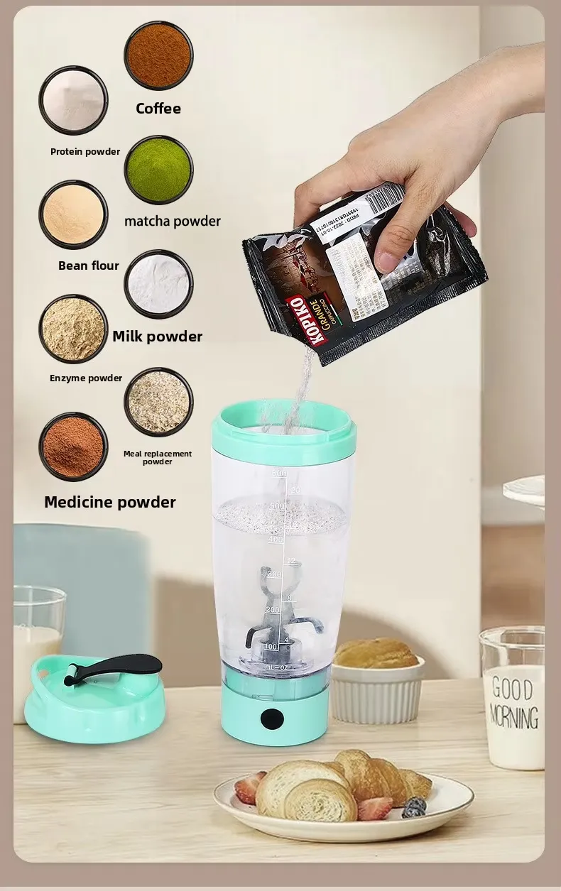 Portable Sport Gym USB Rechargeable Auto Mixing Coffee Smoothie Cup Blender Protein Shaker Mixer Tumbler 600ml Water Bottle