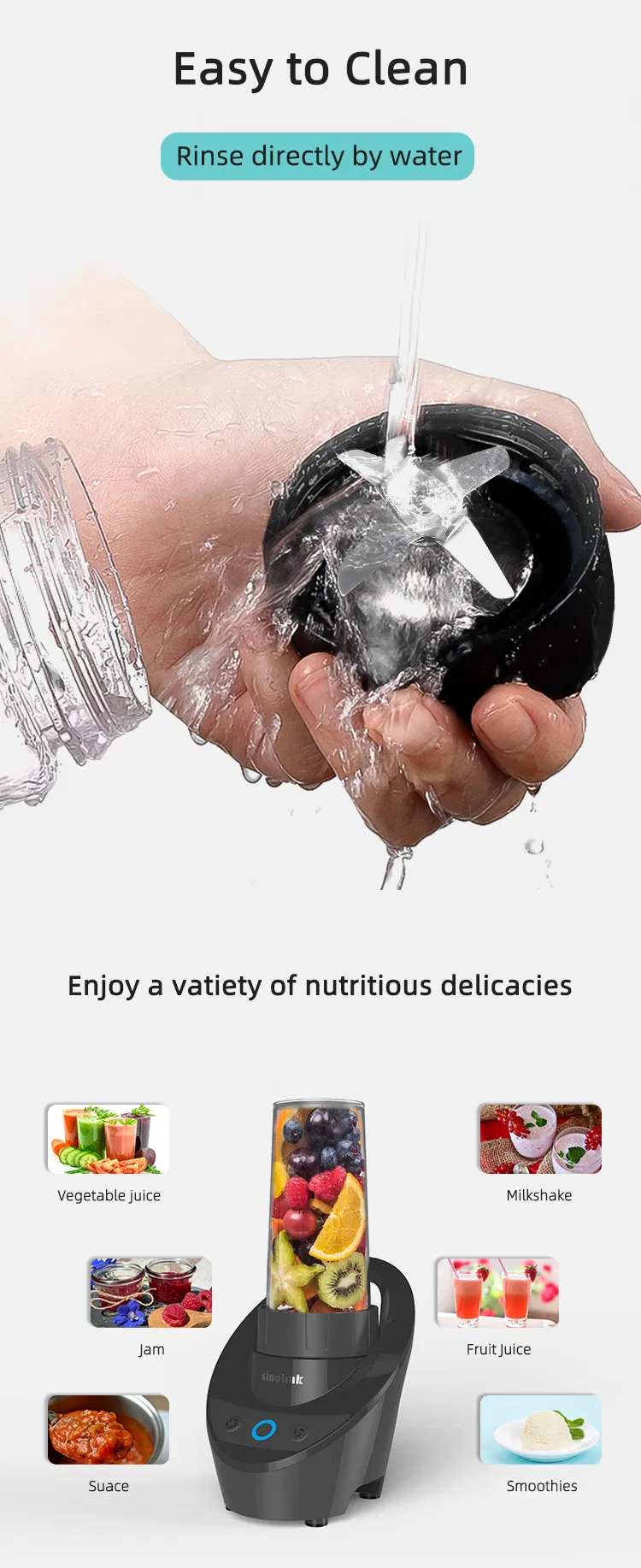 LED Display Two Speeds Portable Blender with BPA Free Material