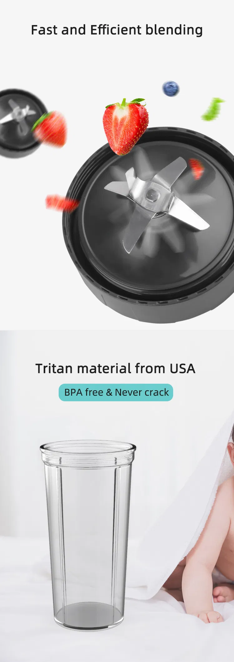 LED Display Two Speeds Portable Blender with BPA Free Material