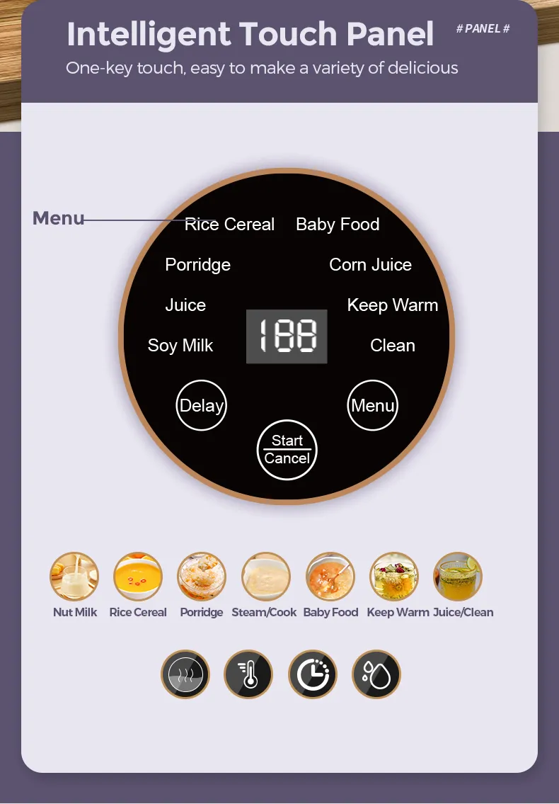 Ranbem Self-Cleaning Automatic Hot Liquid Soy Milk Soup Maker Machine Mini Soup Maker Electric Blender