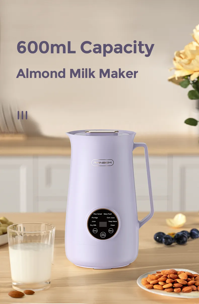 Ranbem Self-Cleaning Automatic Hot Liquid Soy Milk Soup Maker Machine Mini Soup Maker Electric Blender