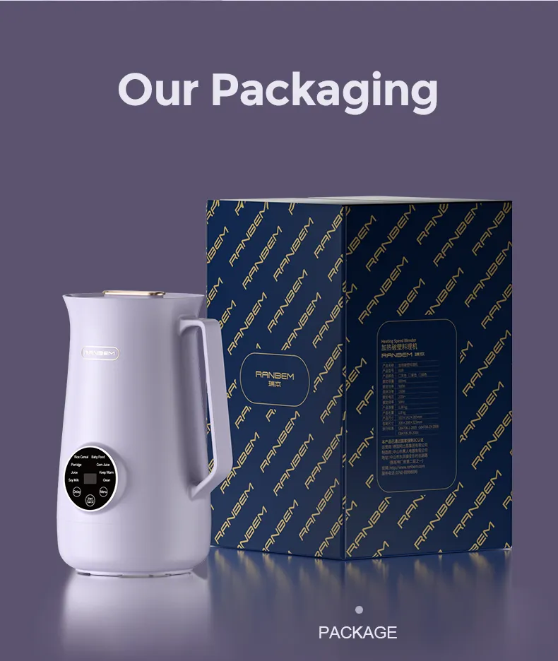 Ranbem Self-Cleaning Automatic Hot Liquid Soy Milk Soup Maker Machine Mini Soup Maker Electric Blender