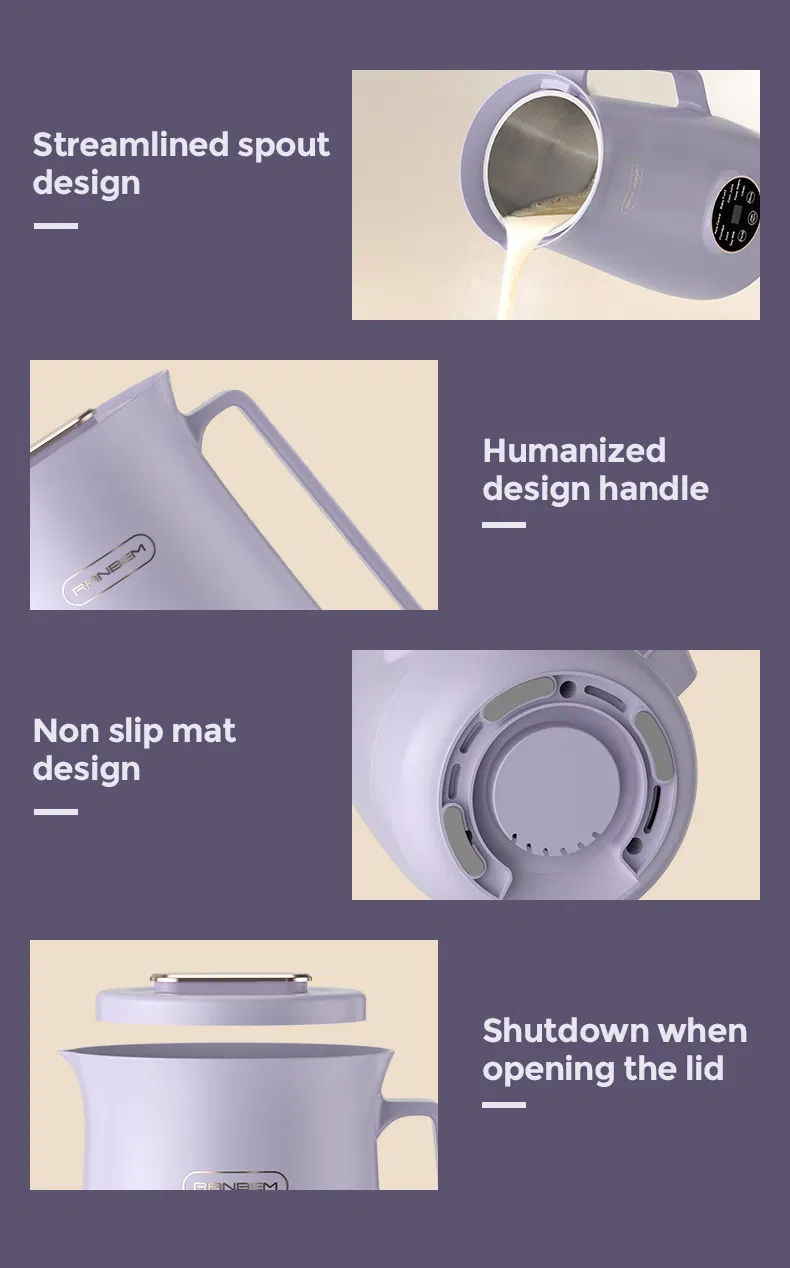 Ranbem Self-Cleaning Automatic Hot Liquid Soy Milk Soup Maker Machine Mini Soup Maker Electric Blender