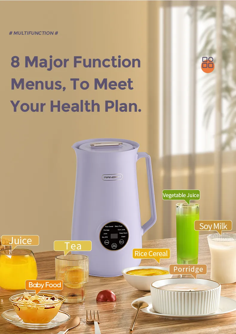 Ranbem Self-Cleaning Automatic Hot Liquid Soy Milk Soup Maker Machine Mini Soup Maker Electric Blender