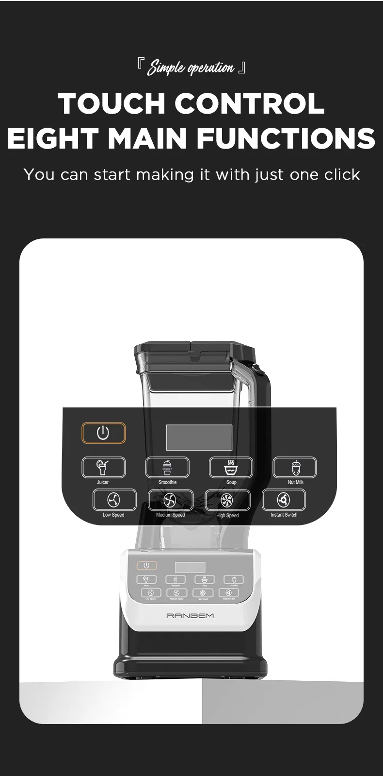 Ranbem Kitchen Appliances High Power Liquidificadores Frozen Drink Machine Best Blender for Smoothies and Ice