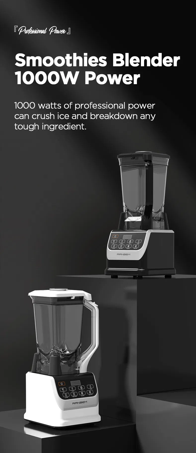 Ranbem Kitchen Appliances High Power Liquidificadores Frozen Drink Machine Best Blender for Smoothies and Ice