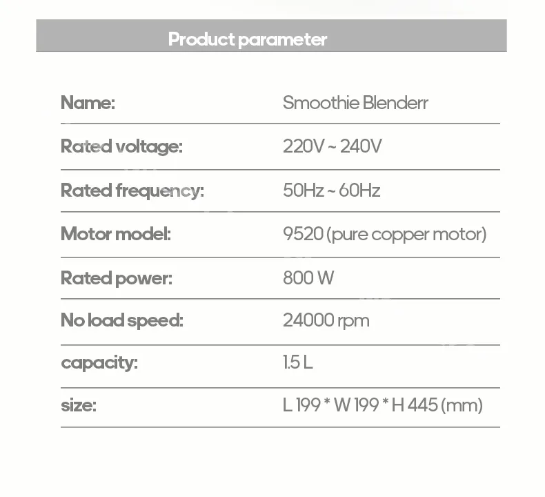 Ranbem Kitchen Appliances High Power Liquidificadores Frozen Drink Machine Best Blender for Smoothies and Ice