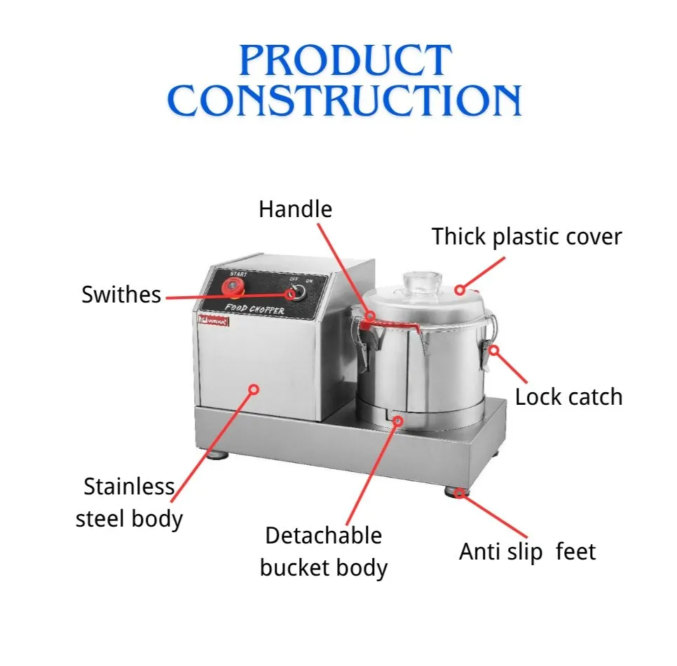Household Commercial Use Food Processor Vegetable Cutter Chopper Food Mixer
