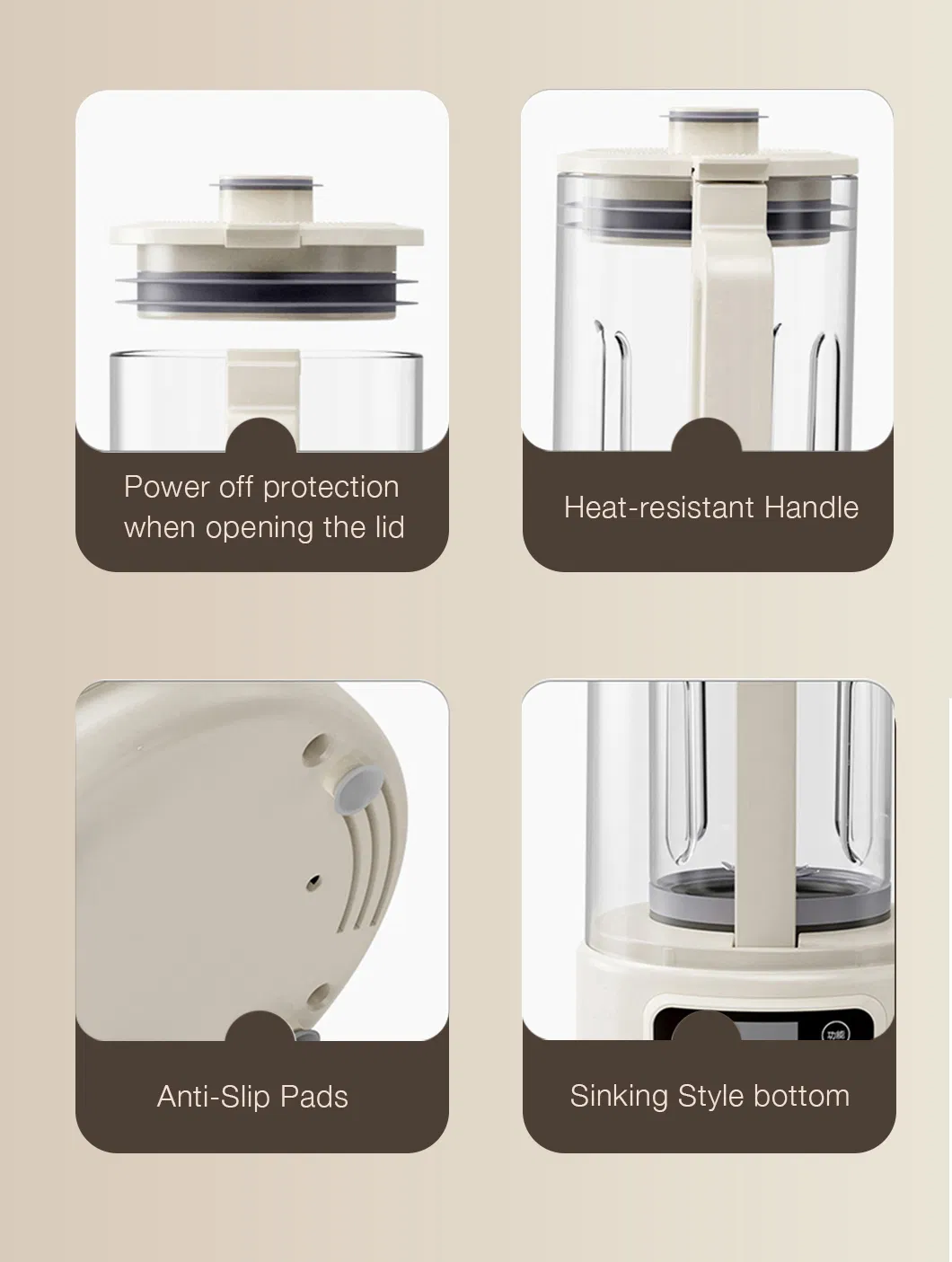 New Design White 1.5L Powerful Blender with Noise Reduction Cover