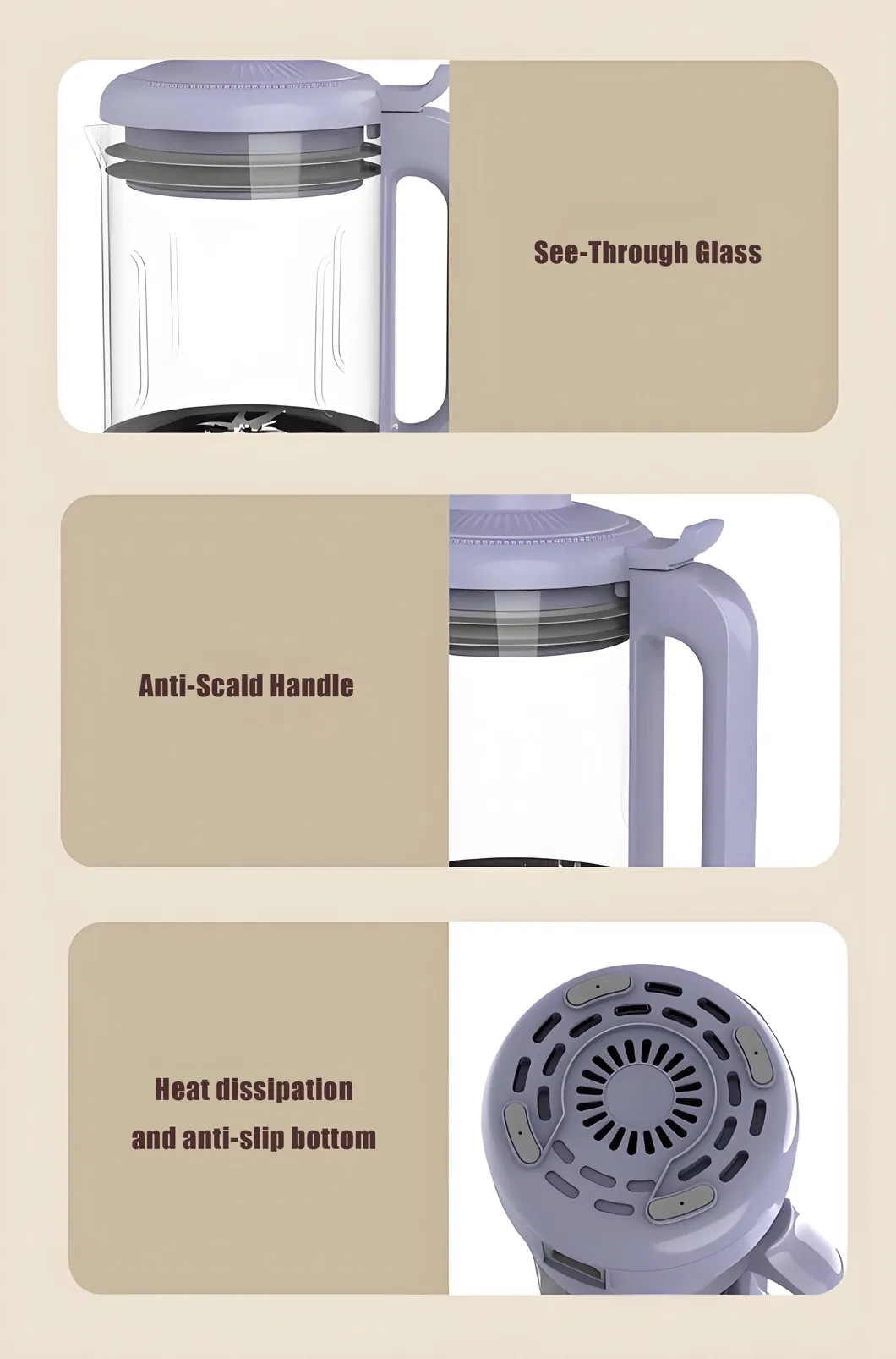 Elegent Purple Design 1L Compact Blender for Small Family Use