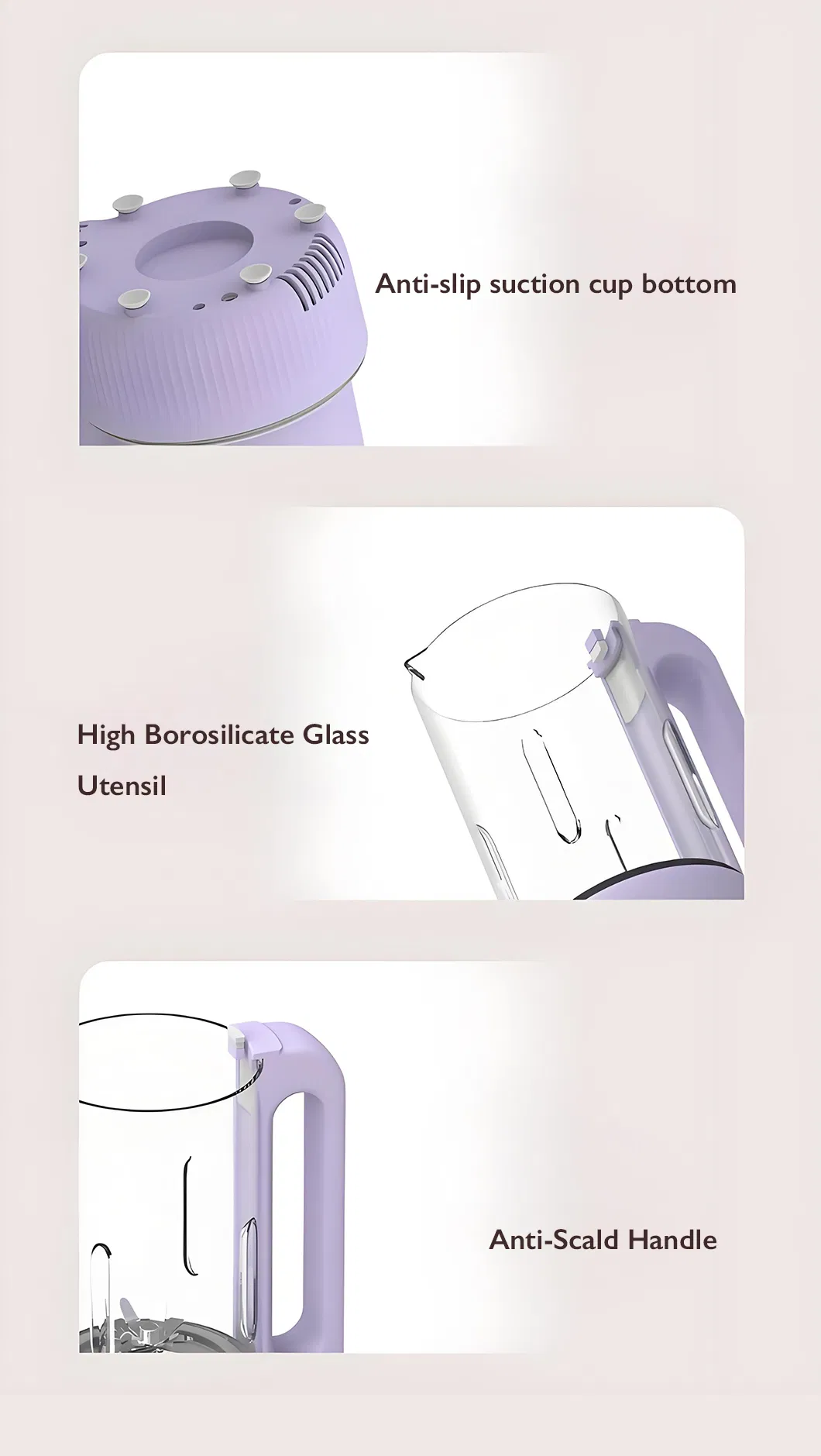 Hot Sales 1.65L Purple Family Use Noise-Reducing Multifunctional Blender