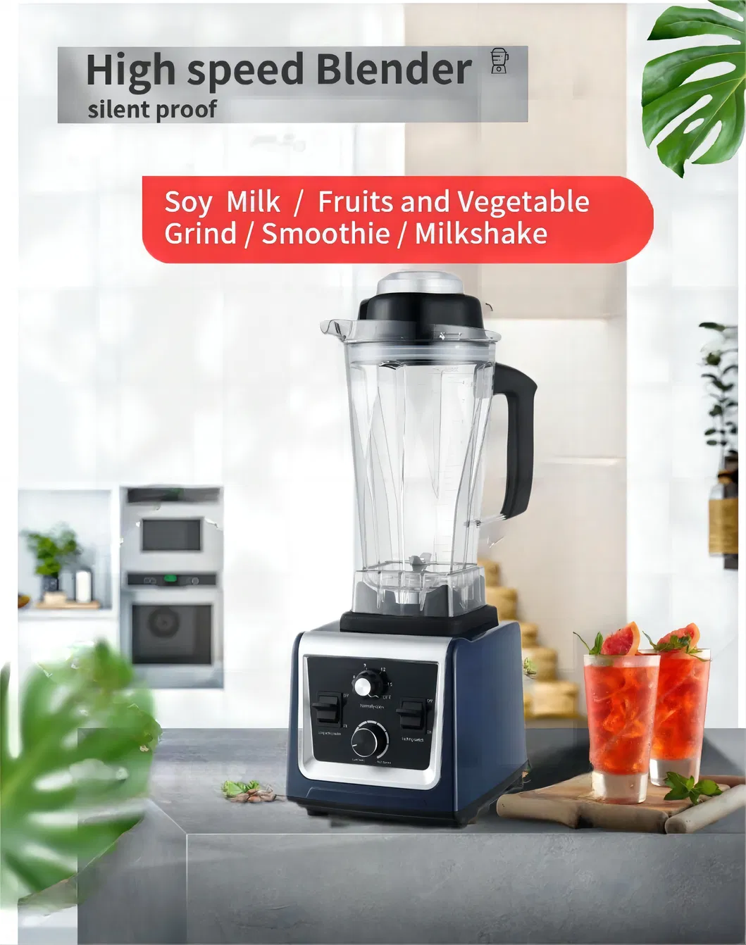 Ranbem Professional Home Appliances High Speed Kitchen Smoothie Milkshake Blenders and Juicers with Timer