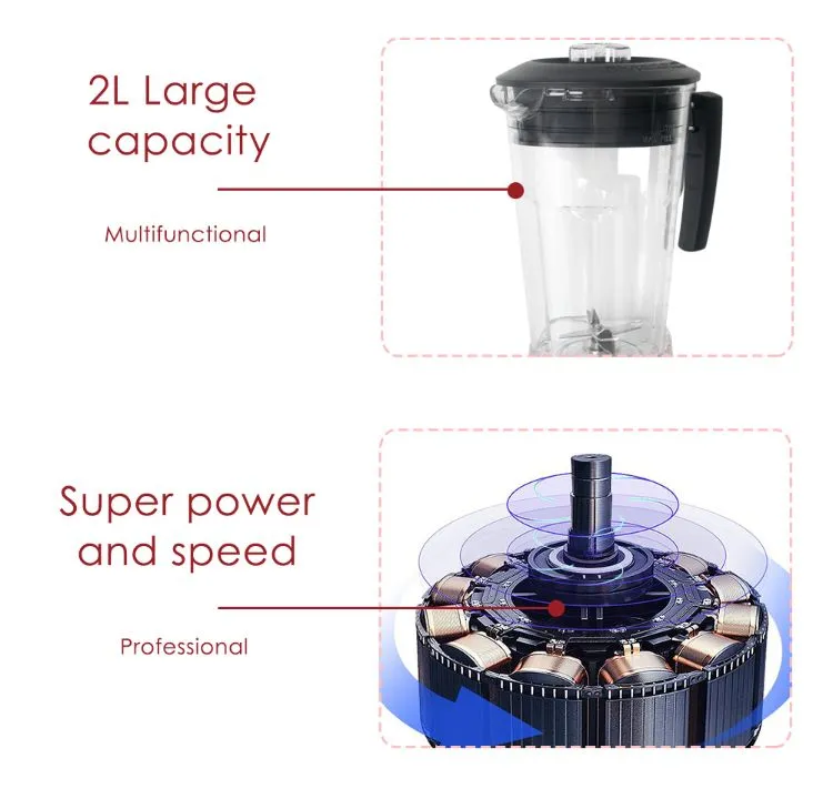 Commercial Blender with Sound Cover Professional High Speed Commercial Smoothie Machine