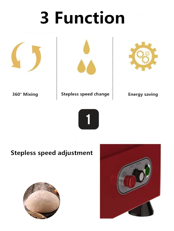 Bakery Equipment Dough Mixer 12kg Flour Electric Spiral Dough Mixer 30L Pizza Dough Kneading Machine/Bread Making Machine/Kitchen Appliances