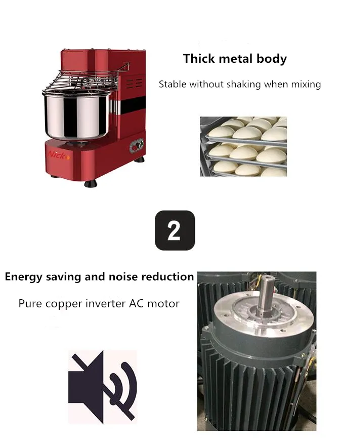 Bakery Equipment Dough Mixer 12kg Flour Electric Spiral Dough Mixer 30L Pizza Dough Kneading Machine/Bread Making Machine/Kitchen Appliances