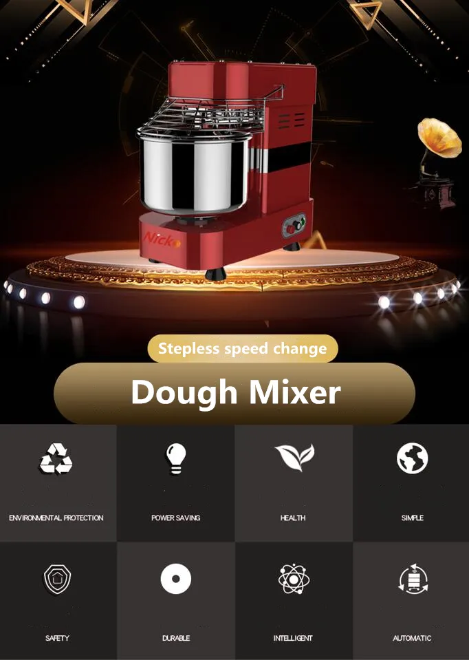Bakery Equipment Dough Mixer 12kg Flour Electric Spiral Dough Mixer 30L Pizza Dough Kneading Machine/Bread Making Machine/Kitchen Appliances