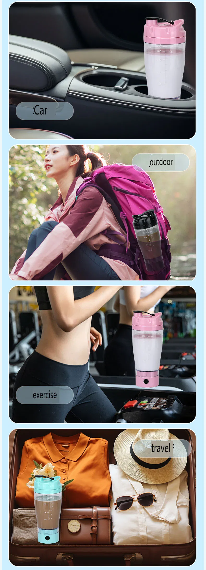 OEM 450ml Electric Shaker Cup Portable Blender Bottle Automatic Mixing Cup Protein Shaker