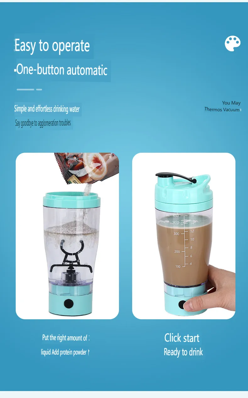 OEM 450ml Electric Shaker Cup Portable Blender Bottle Automatic Mixing Cup Protein Shaker