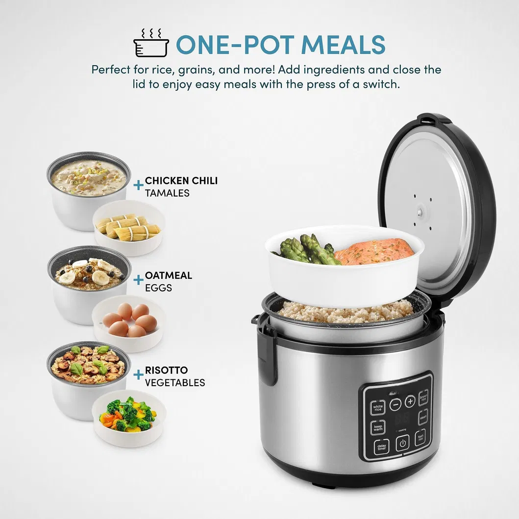 Best Gift Wholesale Kitchen Food Steamer Stainless Steel Silver Digital Rice Cooker