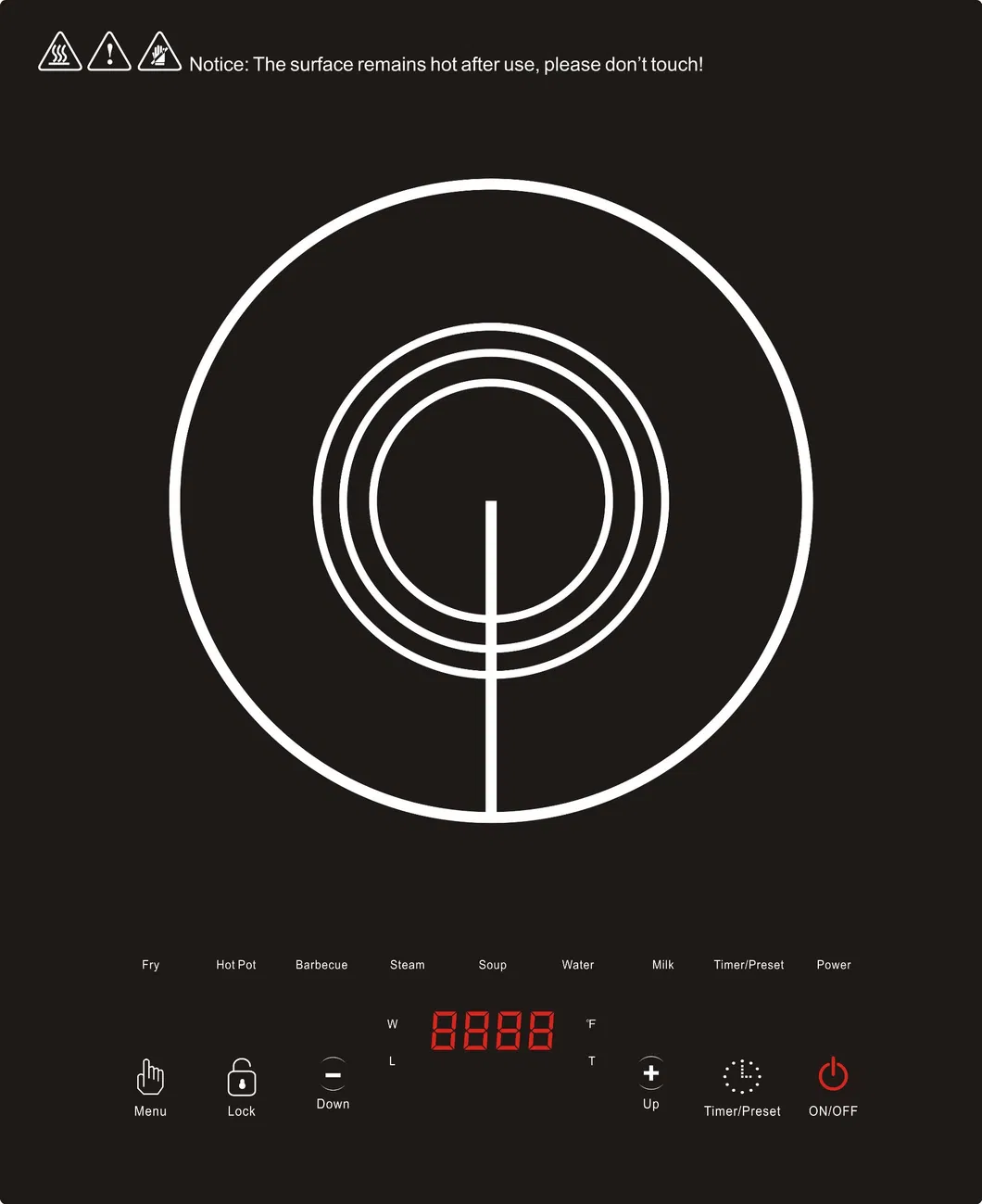 Kitchen Appliance 120V 1500W ETL 4 Digit Display Electric Induction Cooker