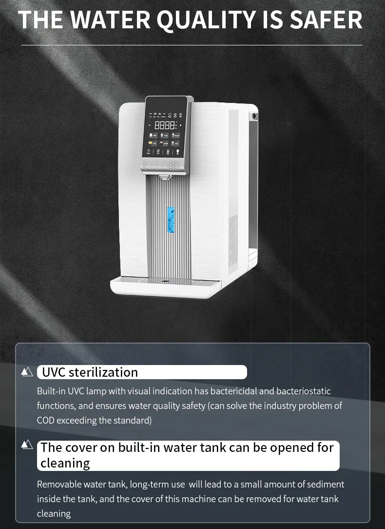 Portable Instant Heating 3 Stages RO Filtration Hot Cold Water Mini Countertop Pipeline Water Dispenser Purifier for Home