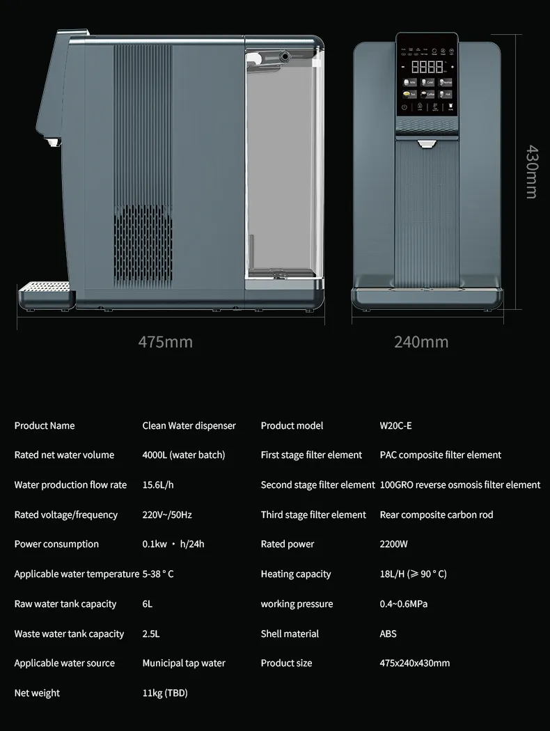 Reverse Osmosis Filtration System 6 Degree Real Cold Water Dispenser Home Water Purifier