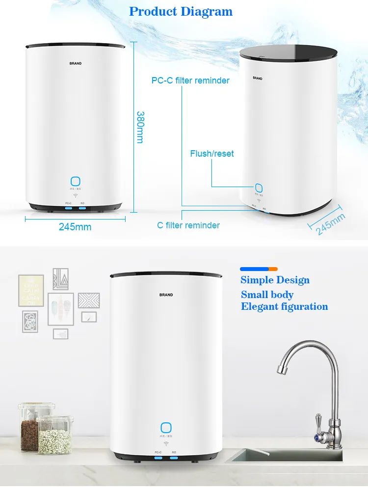 Home Water Filtration System Under Counter Reverse Osmosis Water Filter