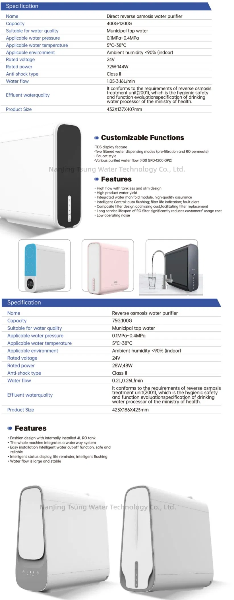 Reverse Osmosis Filtration Water Purifier for Home Water Filter Machine Good Price