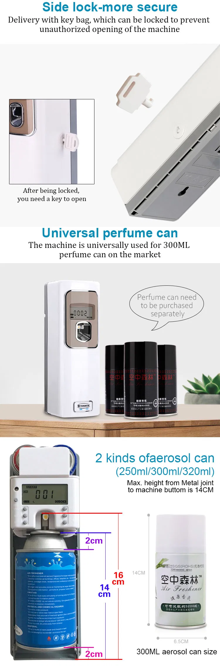 Three Timer LCD Plastic Material Perfume Dispenser Air Freshener Dispenser