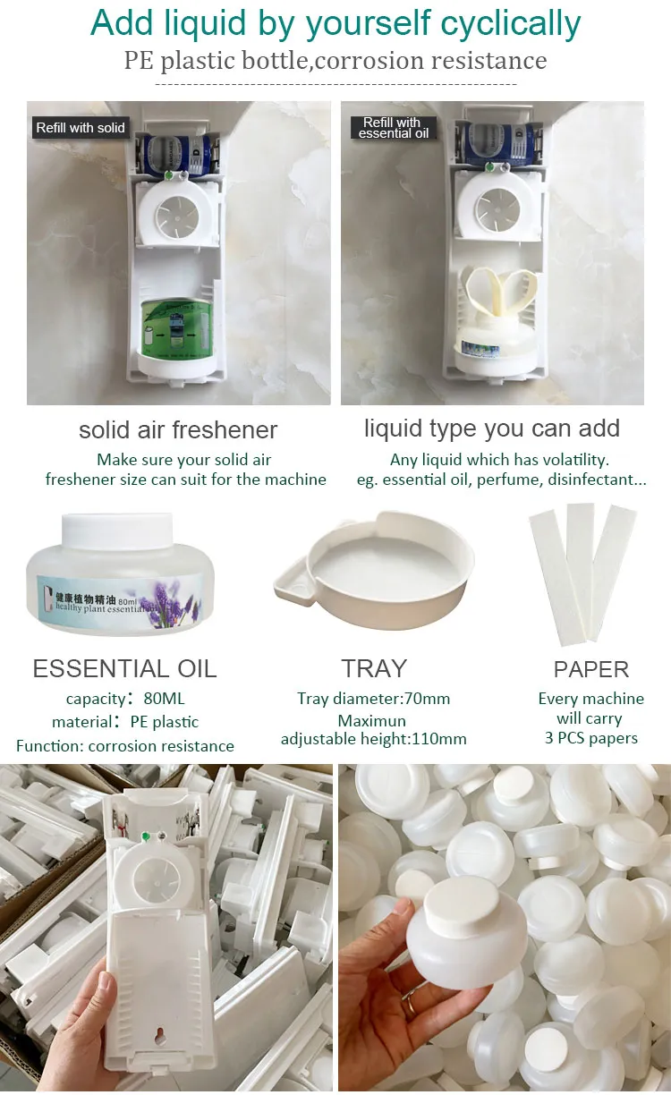 Wall Mount Plastic Liquid Refillable Fan Air Freshener Dispenser