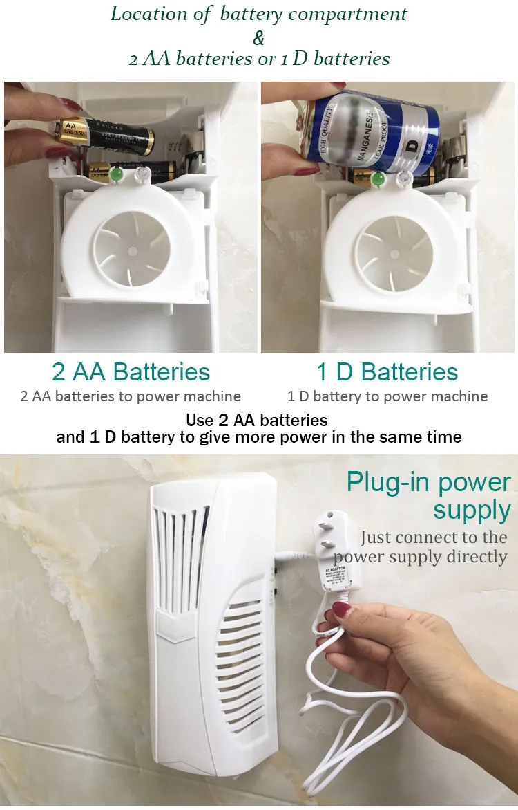 Wall Mount Plastic Liquid Refillable Fan Air Freshener Dispenser