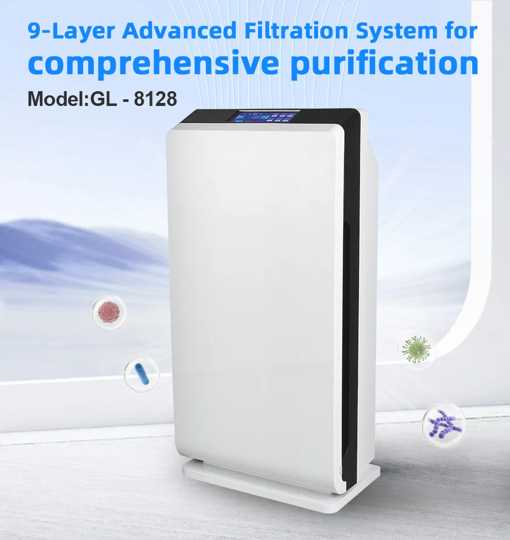 Factory Price Ozone Generator HEPA and Active Carbon Filter UV Lamp Air Purifier for Home with LCD Touch Screen and Air Quality Sensor