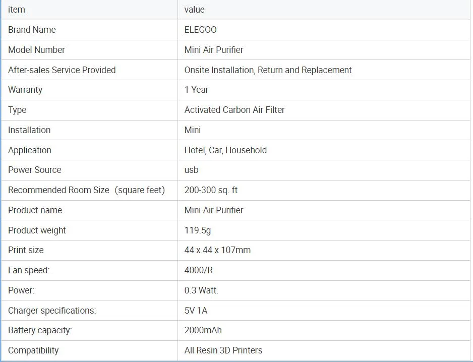 Elegoo Mini Air Purifier with Universal Adaptor and Activated Carbon Filter for LCD/DLP/Msla Resin 3D Printer (Pack of 2)