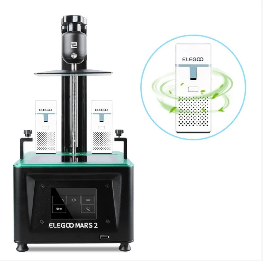 Elegoo Mini Air Purifier with Universal Adaptor and Activated Carbon Filter for LCD/DLP/Msla Resin 3D Printer (Pack of 2)