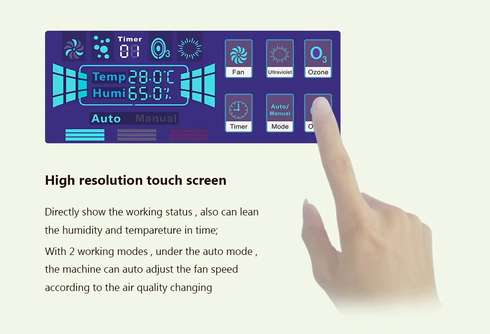 Fashion Air Cleaner with UV Lamp Negative Ion Air Purifier