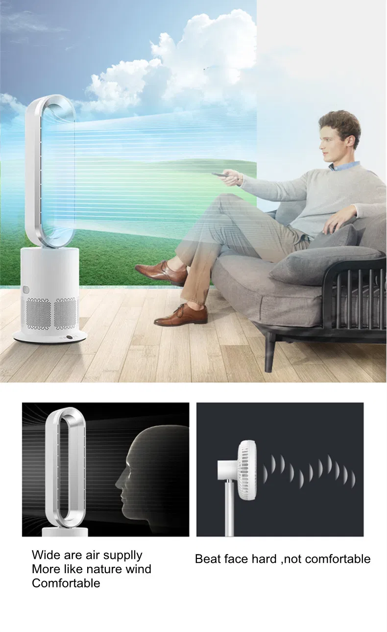 Ultra-Quiet Bladeless Fan with HEPA Filtration for Home