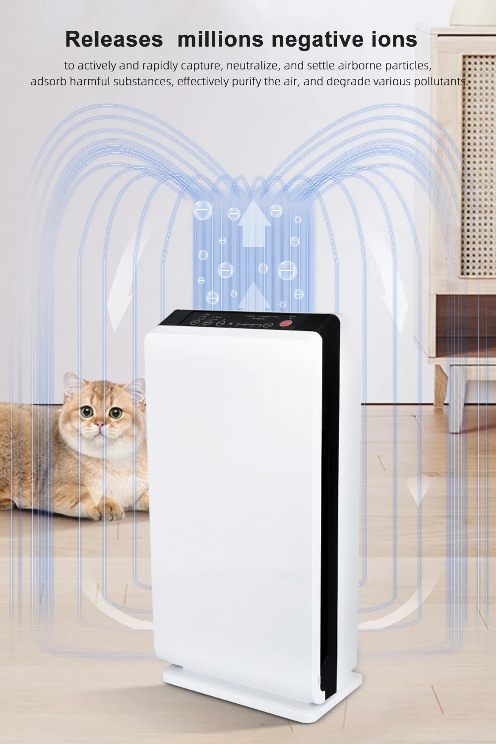 HEPA &amp; Carbon Filter High Ionizer UV Sterilizer Home Air Purifier with Timer